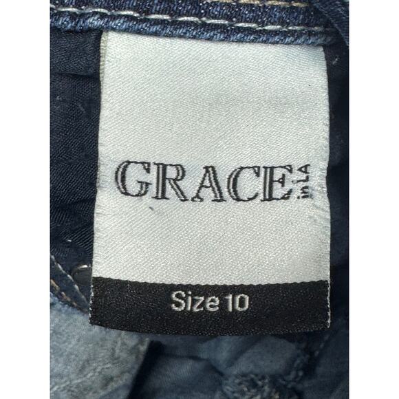 Grace in L.A. Youth Girls Embellished Pocket Flare Denim Jeans - Size 10 (22x28) - Picture 5 of 6